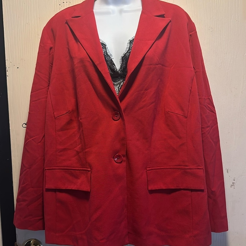 Danny Nicole Red Blazer - Women's Plus Size 18W - Classic Statement Piece - Picture 4 of 12
